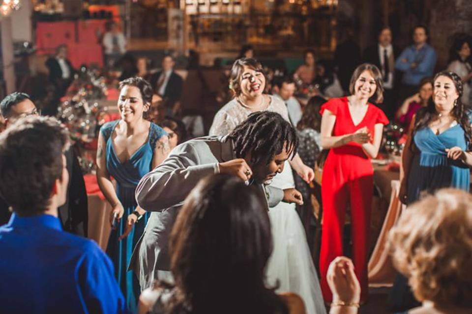 Guests dancing