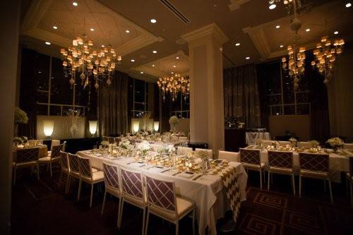 Reception table and floral centerpiece