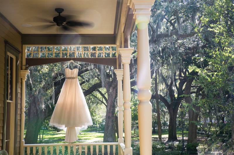 Wedding dress outside