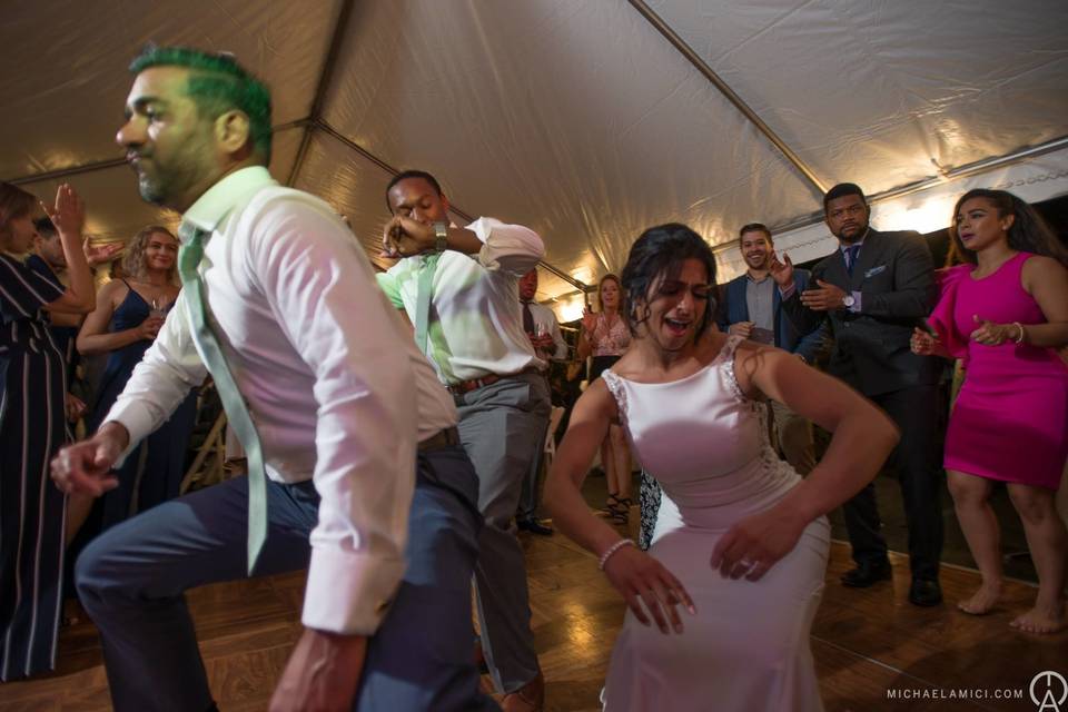 Wedding guests on the dance floor