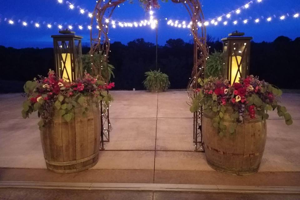 Pavilion patio at dusk