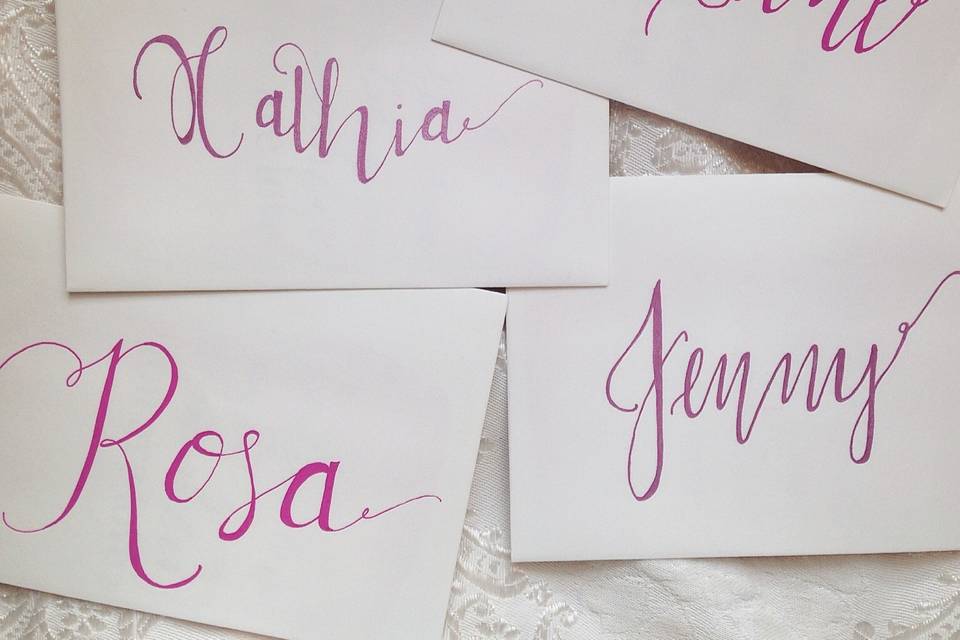 Bridal shower calligraphy envelopes