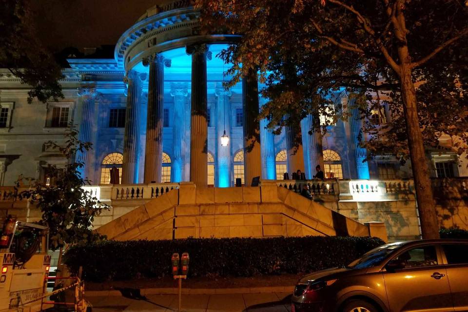 Blue exterior uplighting