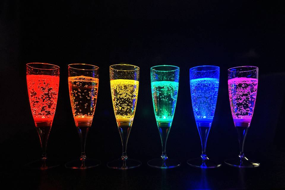 Rainbow LED Champagne Glasses