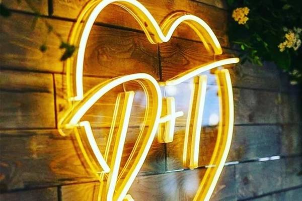 Initials in Heart Neon Sign