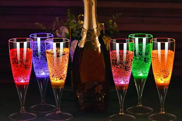 LED champagne glasses