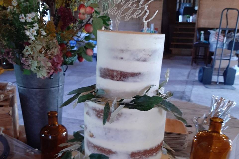 Semi-Naked 3 Tier Wedding Cake