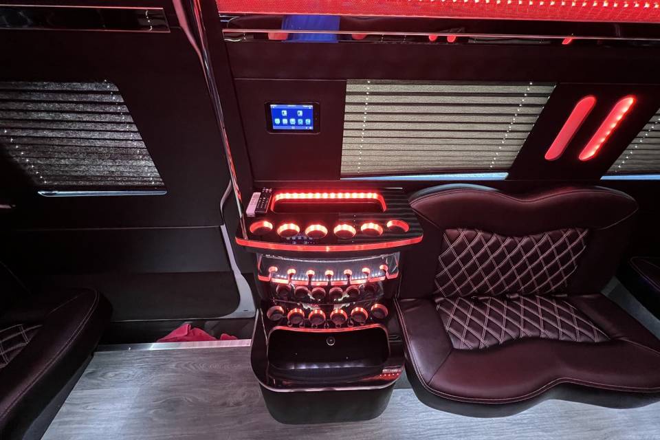 Bar in sprinter limo