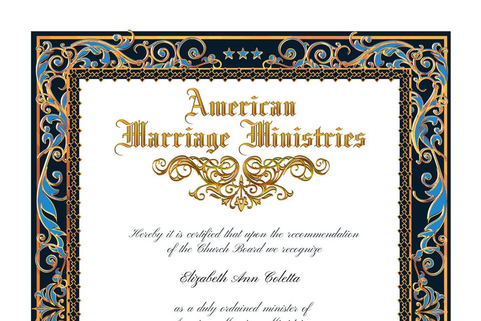 Minister Certificate