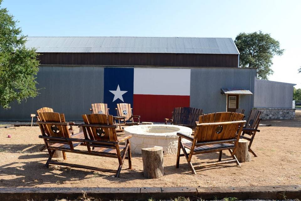 Firepit and Texas Flag
