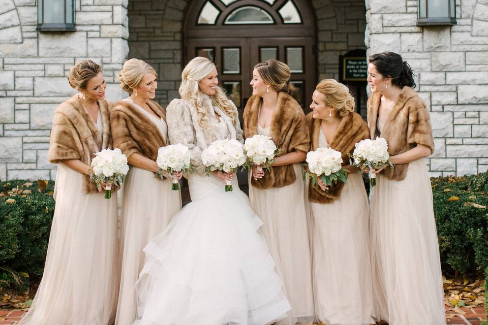 The bride with her bridesmaids