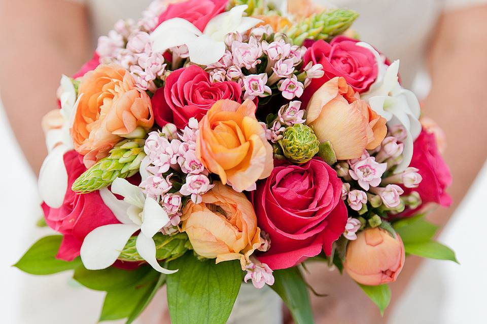 The bride holding her bouquet