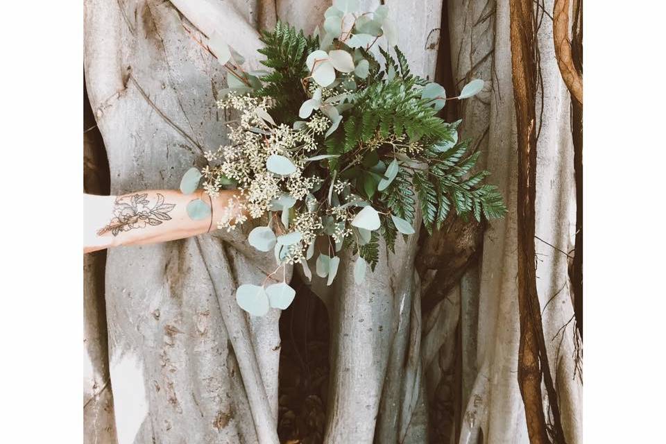 Getting in touch with our organic / boho chic side. An all greenery bouquet created especially for our destination bride.