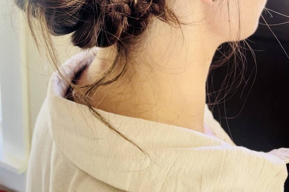 Boho updo on thick hair