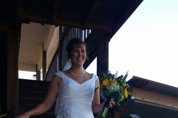 Bride going down the stairs