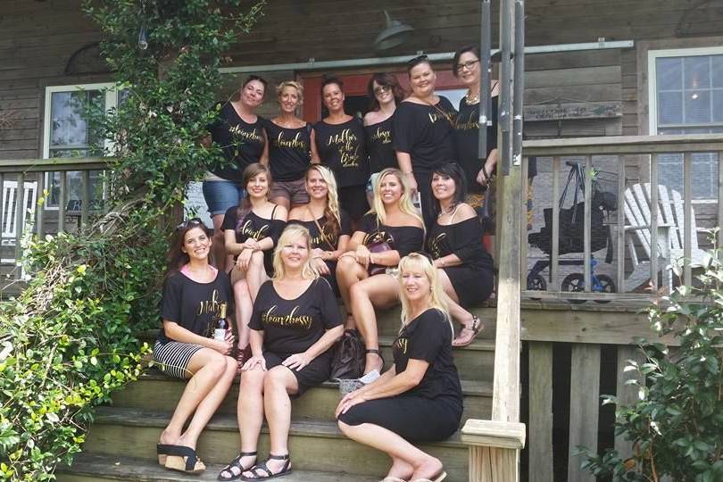 Bridal party on the steps