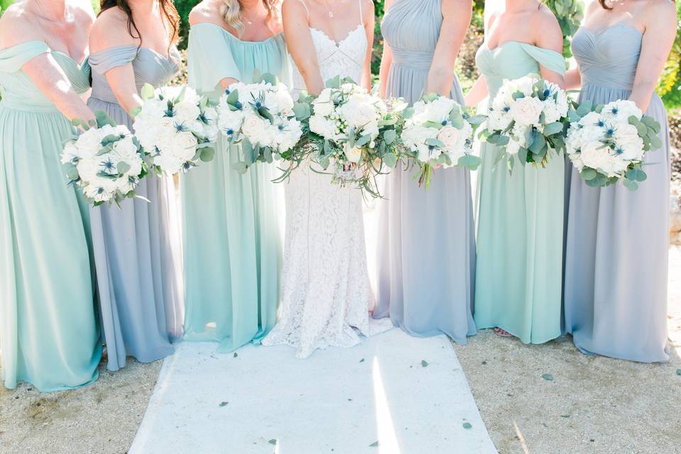 Bride with bridesmaids