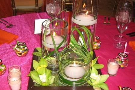 Table setup with centerpiece