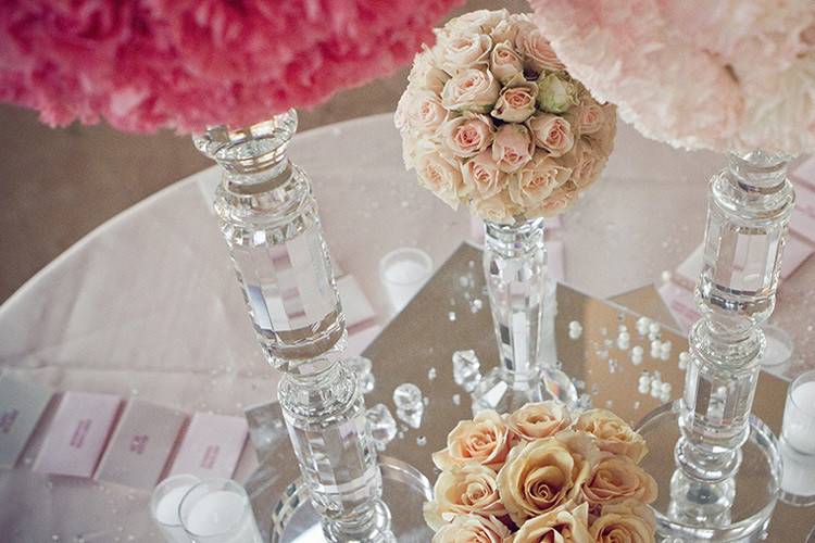 Table with floral centerpiece