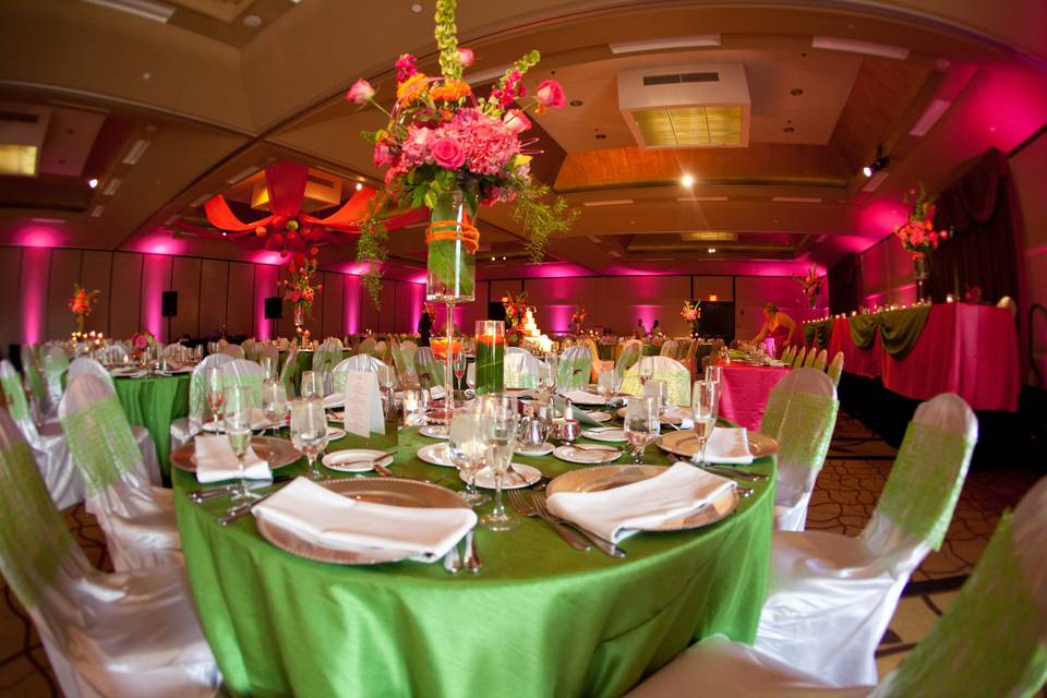 Table setup with centerpiece