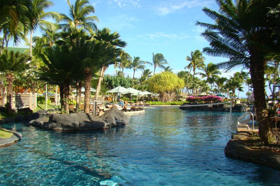 Grand Hyatt Kauai main pool email me to learn  moreLinda@honeymoonsinc.com