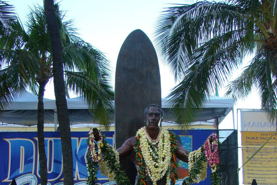 This bronze statue of King Kamehameha I stands directly across the street from 