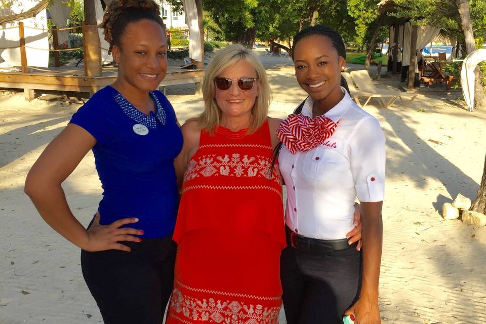 Linda Dancer with the wedding team at Sandals Southcoast