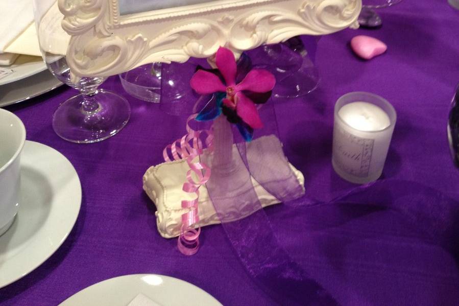 Table setting with floral centerpiece