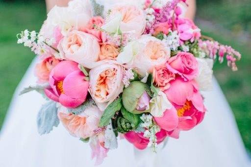 The bride holding her bouquet