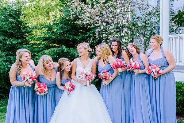 The bride with her bridesmaids