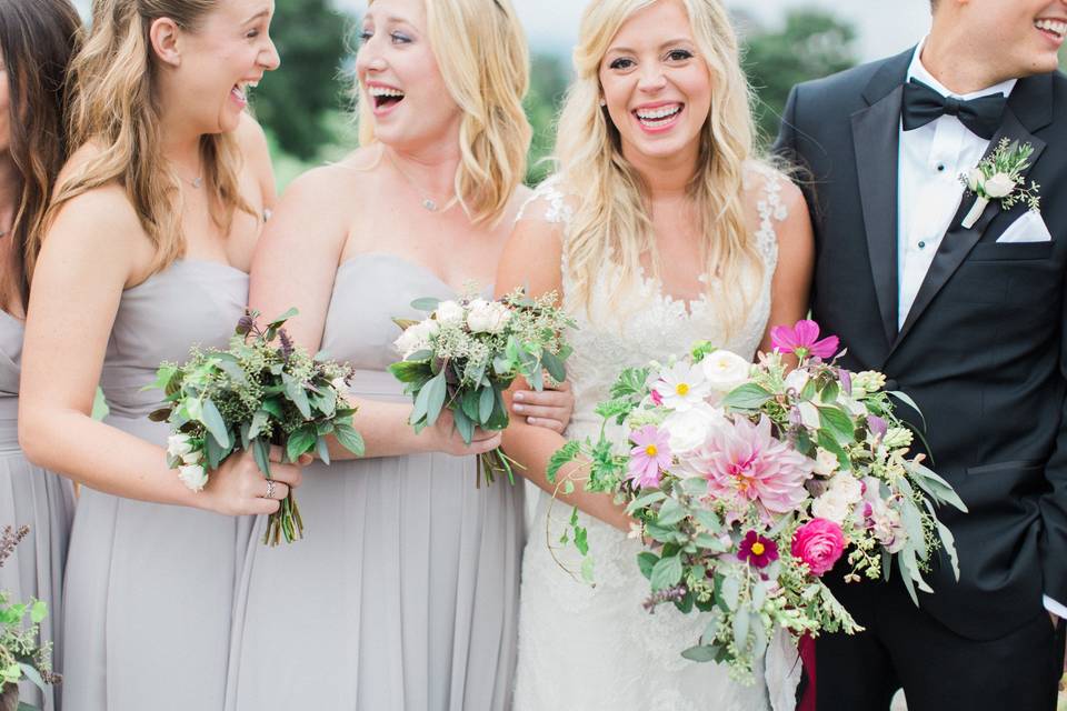 The bride with her bridesmaids