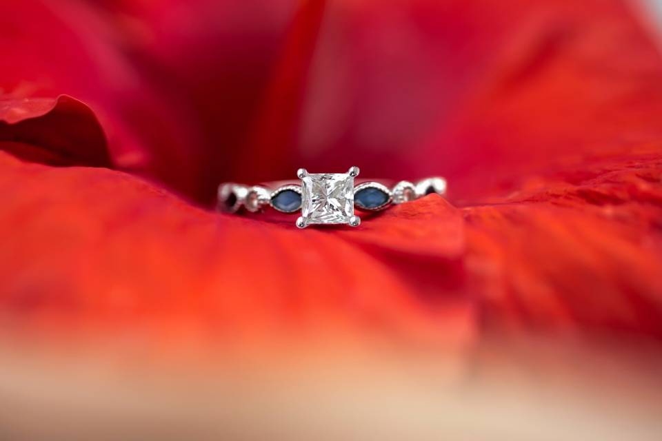 One ring and red flower