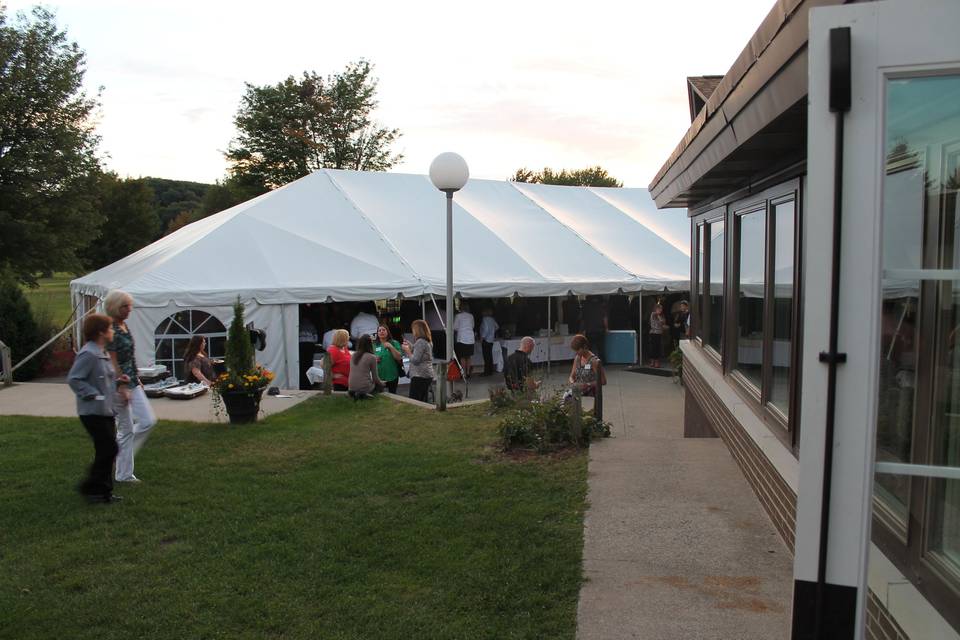 A view of the Outside Garden tent from the spacious outdoor patio.