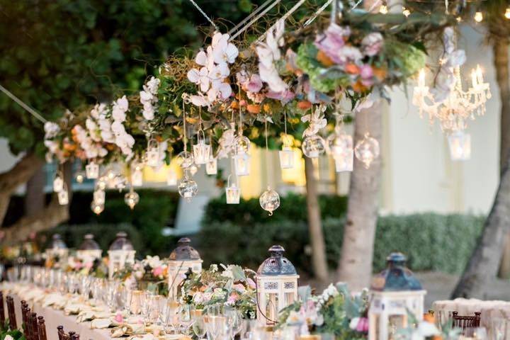 Rustic long table arrangement