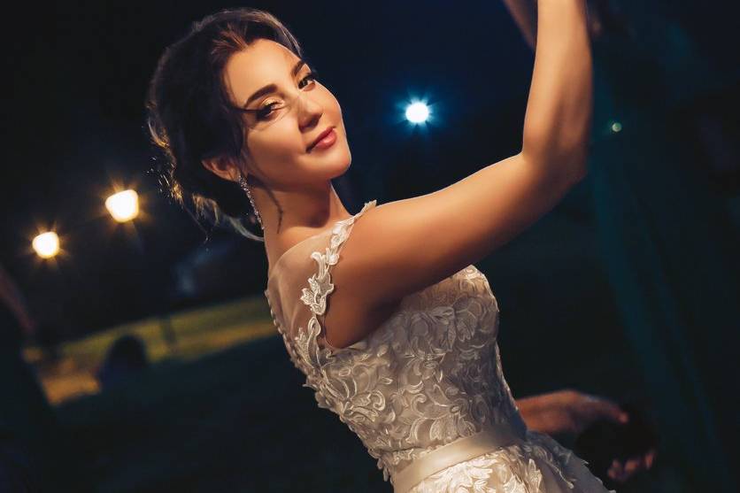 Bride with Gold Sparkler
