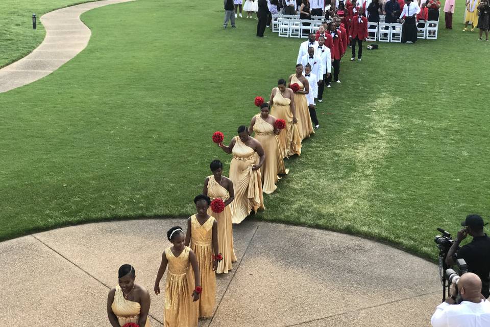 Wedding party and flowers