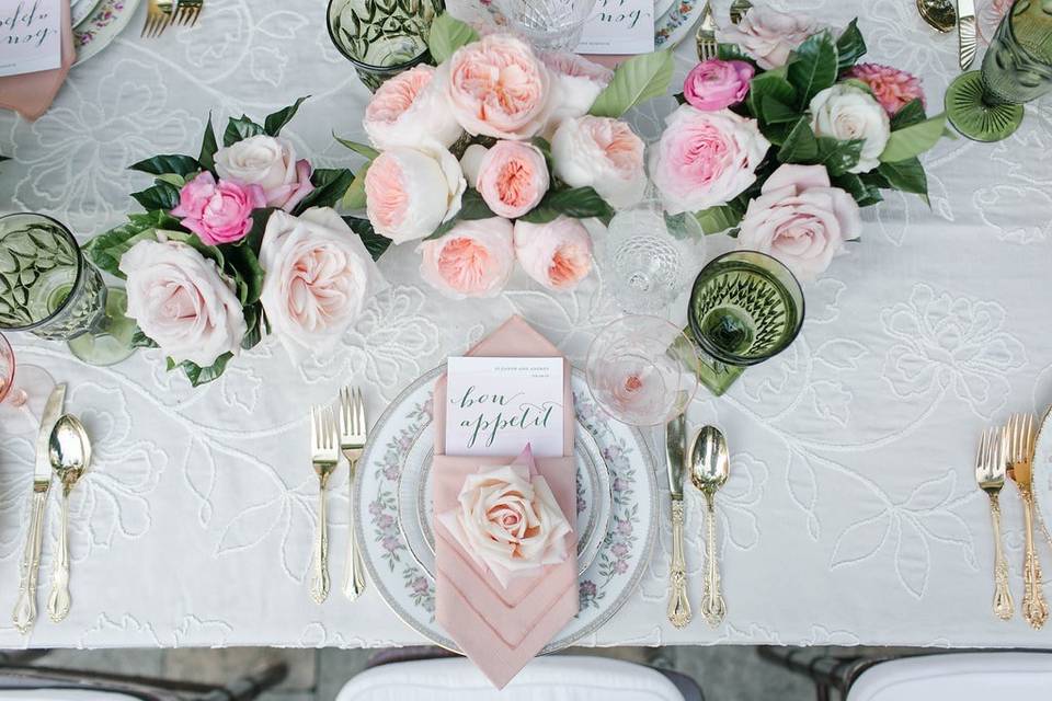Rose inspired place setting