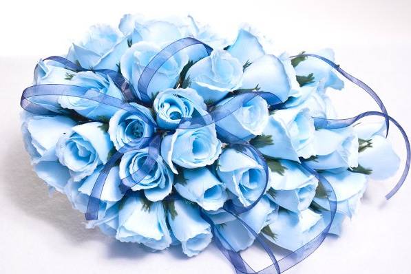 baby blue cascading bouquet (color may be changed) fresh and silk available