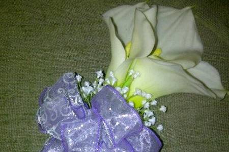 purple/lavender bridesmaid bouquet w/baby's breath (color can be changed as well as ribbon) fresh and silk available