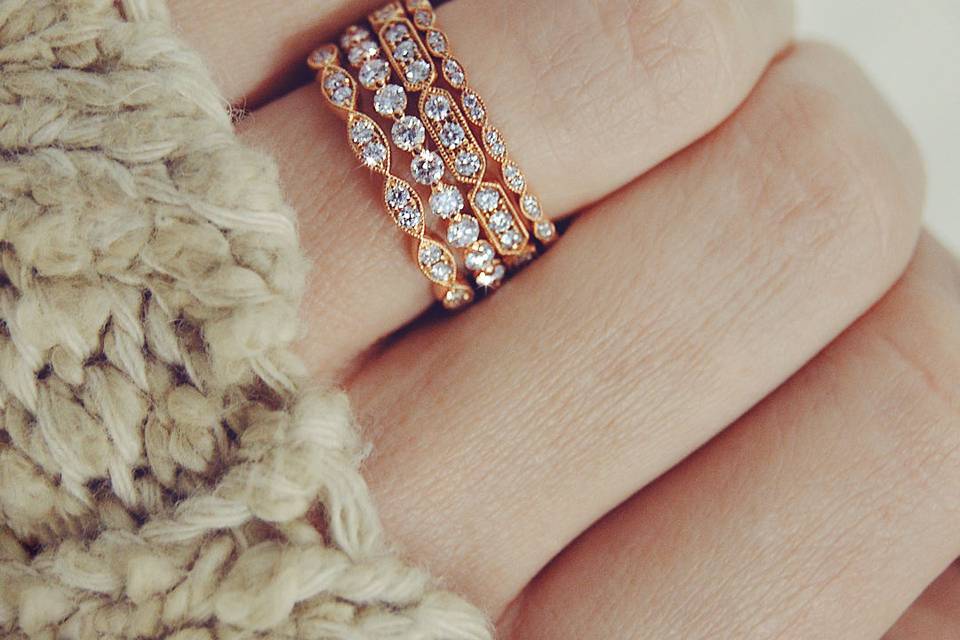 Stacking rose gold rings