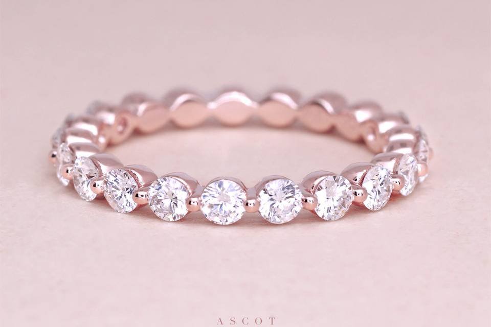 Bubble diamond wedding ring in rose gold