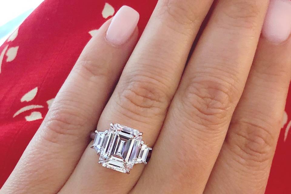 Emerald cut diamond ring