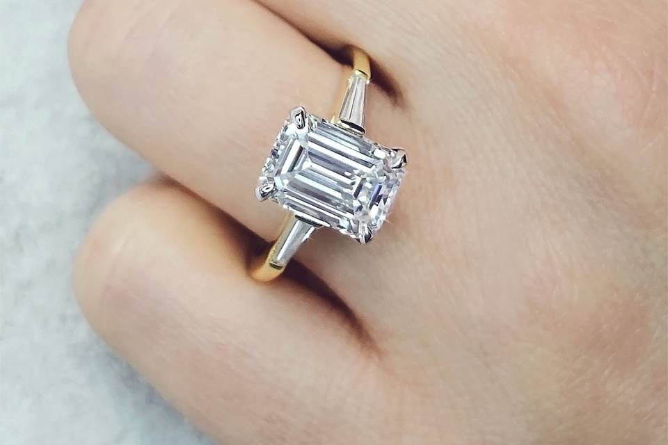 Emerald cut diamond ring