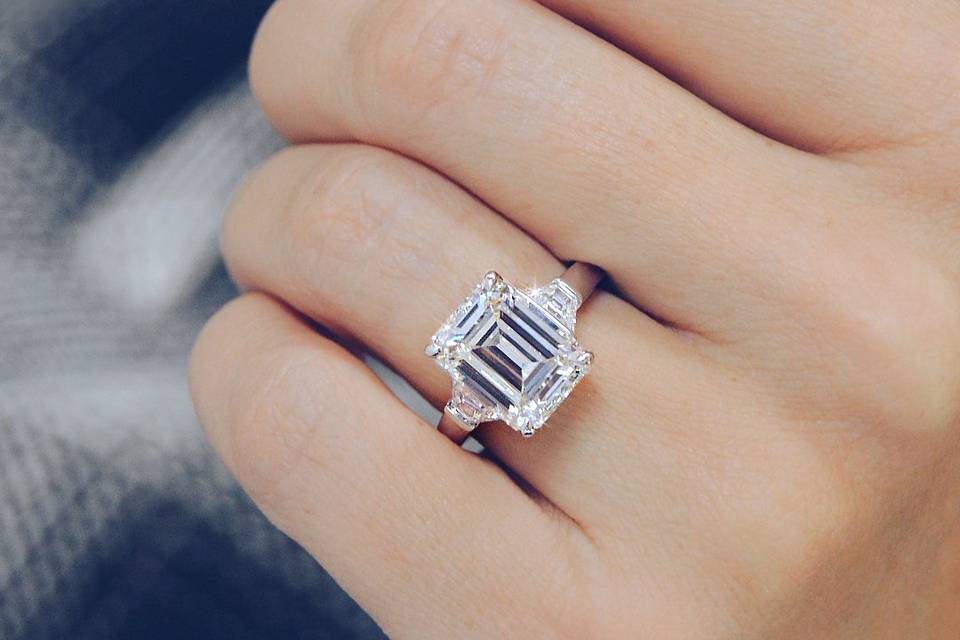 Custom emerald cut diamond