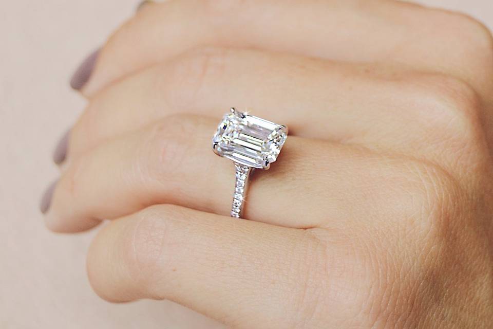 Emerald cut solitaire