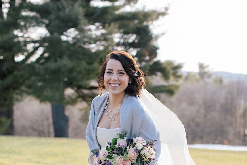 The bride holding her bouquet