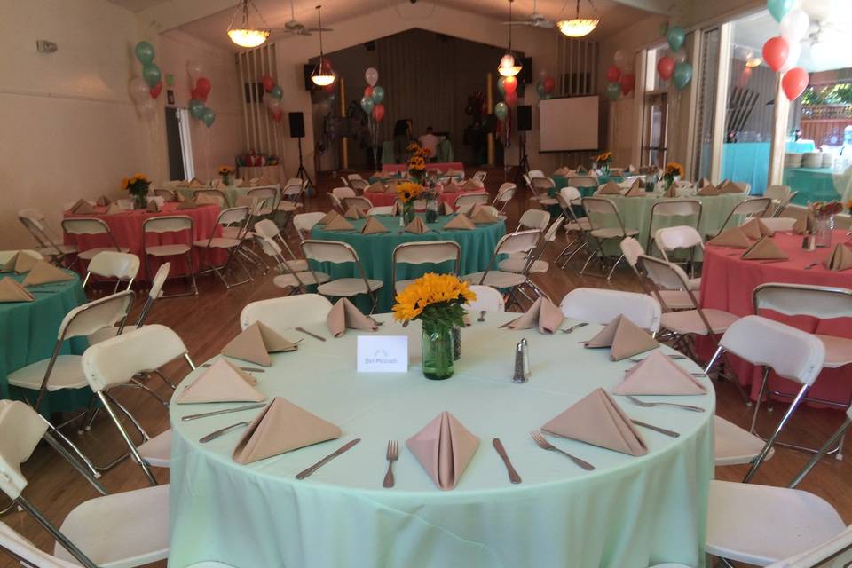 Pastel reception tables