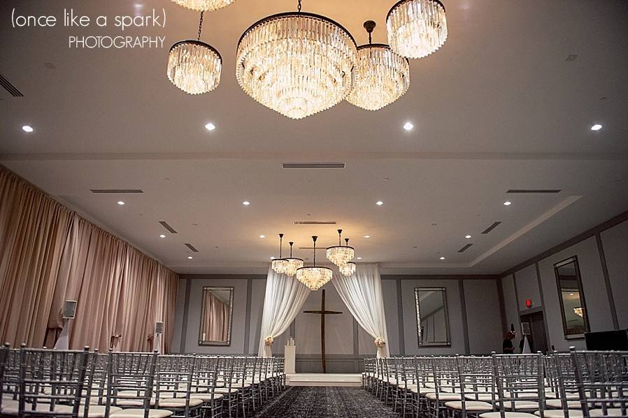 Chandeliers in the ceremony area