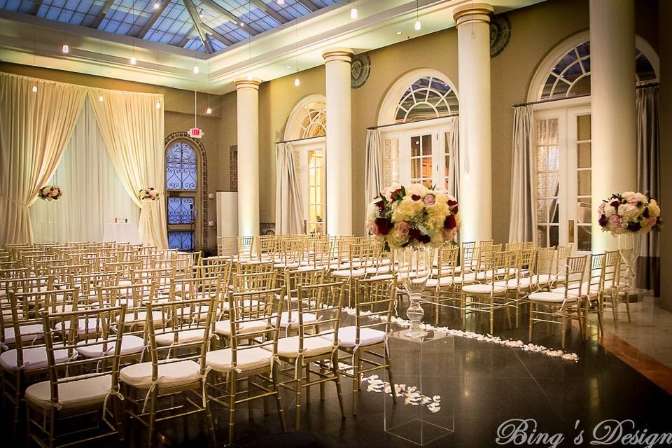 Atrium ceremony with draping