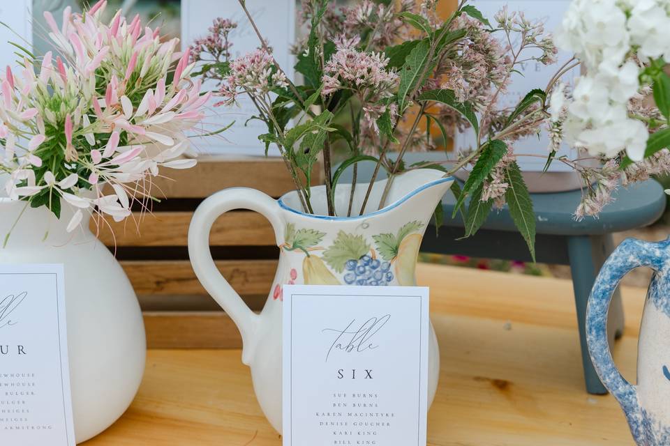 Romantic seating chart table